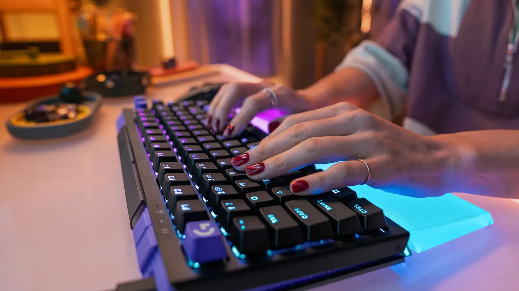 A high-performance gaming keyboard on a desk